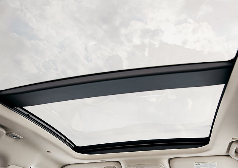 The available panoramic Vista Roof® is shown from inside a 2023 Lincoln Corsair® SUV. | Angela Krause Lincoln of Alpharetta in Alpharetta GA