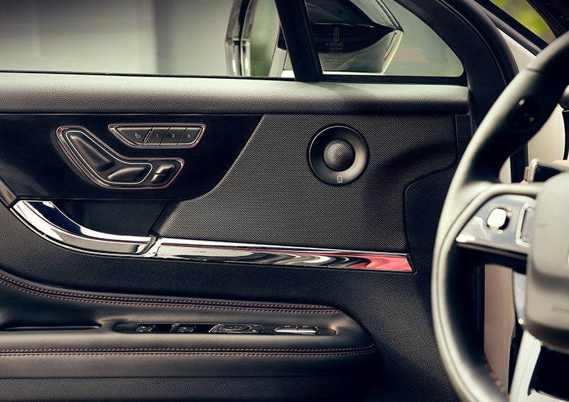An audio speaker is shown in the driver’s side door of a 2023 Lincoln Corsair® SUV. | Angela Krause Lincoln of Alpharetta in Alpharetta GA