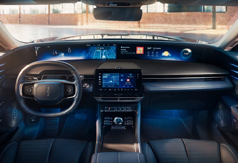 A large panoramic display is shown on the dashboard of a 2024 Lincoln Nautilus® SUV | Angela Krause Lincoln of Alpharetta in Alpharetta GA