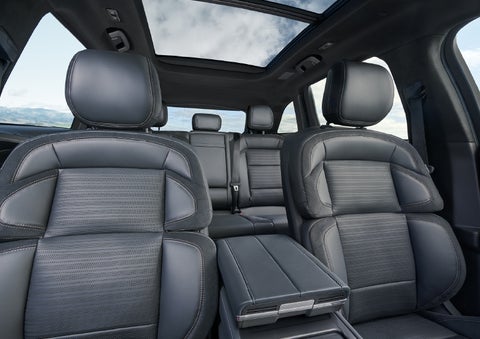 The spacious second row and available panoramic Vista Roof® is shown. | Angela Krause Lincoln of Alpharetta in Alpharetta GA