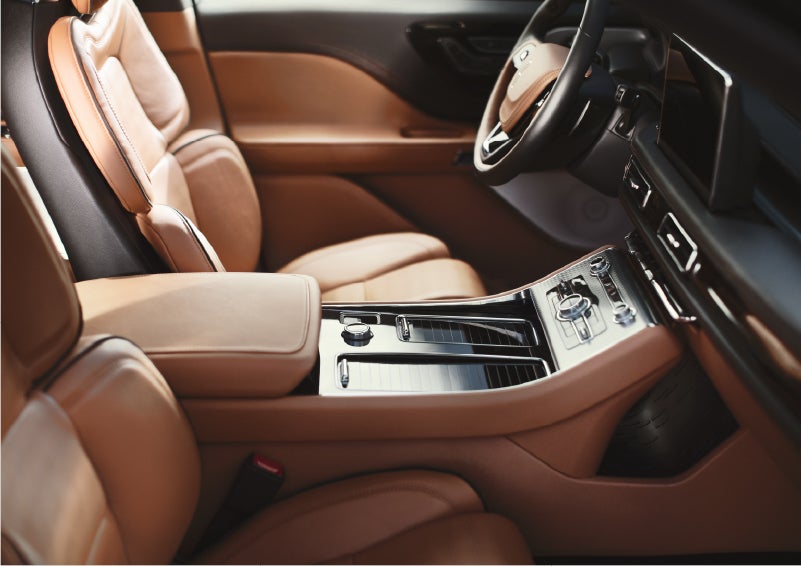 A 2023 Lincoln Aviator® Black Label model is shown in the Flight interior theme | Angela Krause Lincoln of Alpharetta in Alpharetta GA
