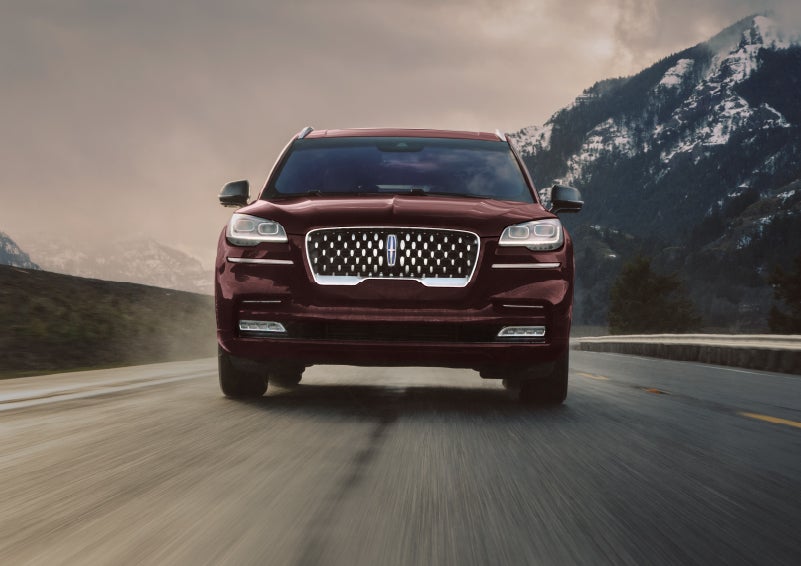 A 2024 Lincoln Aviator® SUV is shown in the Diamond Red exterior color. | Angela Krause Lincoln of Alpharetta in Alpharetta GA